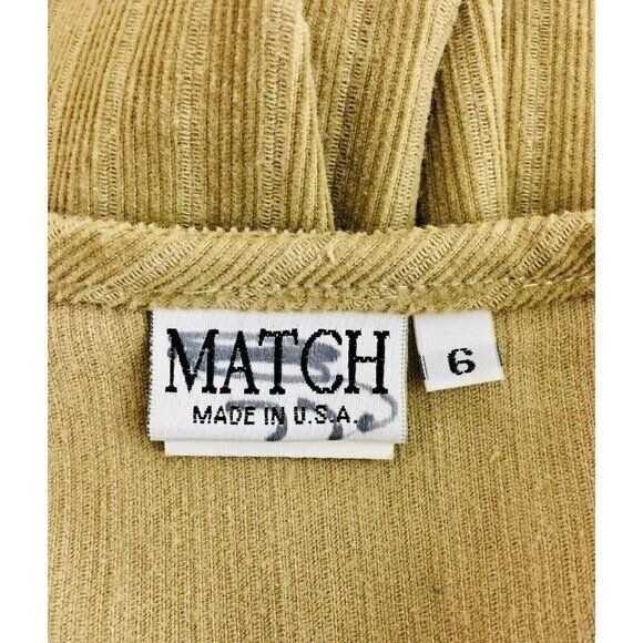 Vintage 80s 100% Cotton Corduroy Jumper Sleeveless Button-Down Brown Dress Sz. 6 - Picture 7 of 9